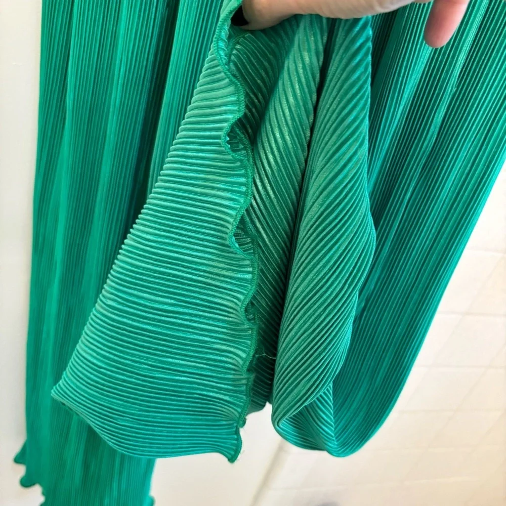 Peppermayo Muse Plisse Pants Size 8 Jade Green Disco Summer Artsy Festival Flowy - Picture 4 of 10